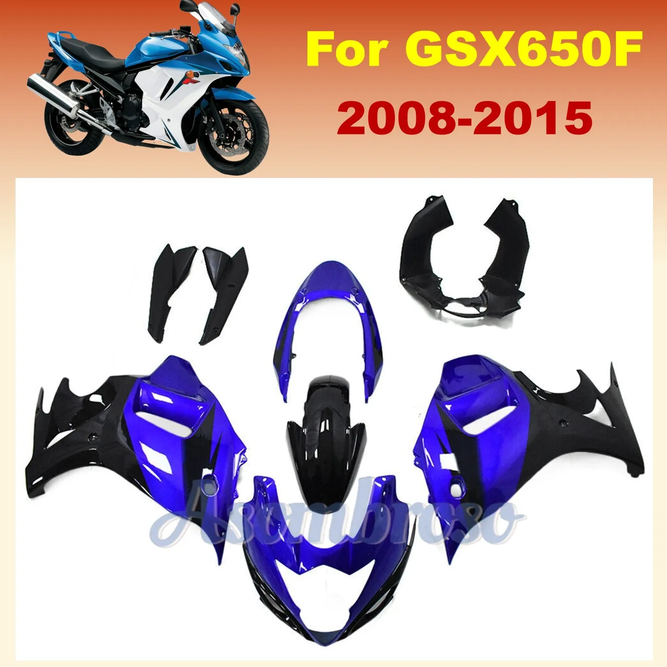 

Fit For GSX650F 2008 2009 2010 2011 2012 2013 2014 2015 GSX 650F 08-15 Motorcycle ABS Fairing Kit Blue Black Bodywork Shell set
