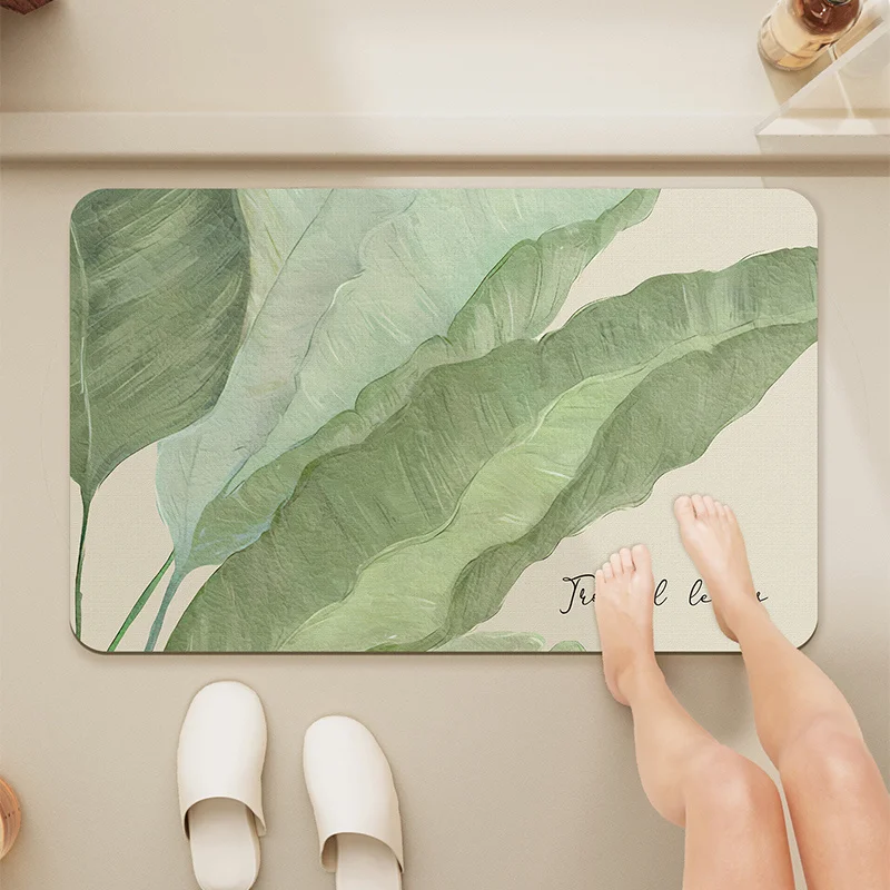 سجادة VIKAMA بسيطة بنمط أوراق الشجر الطازجة لغرفة النوم، غرفة المعيشة، ممسحة المطبخ، سجادة أرضية ناعمة ومريحة لديكور المنزل