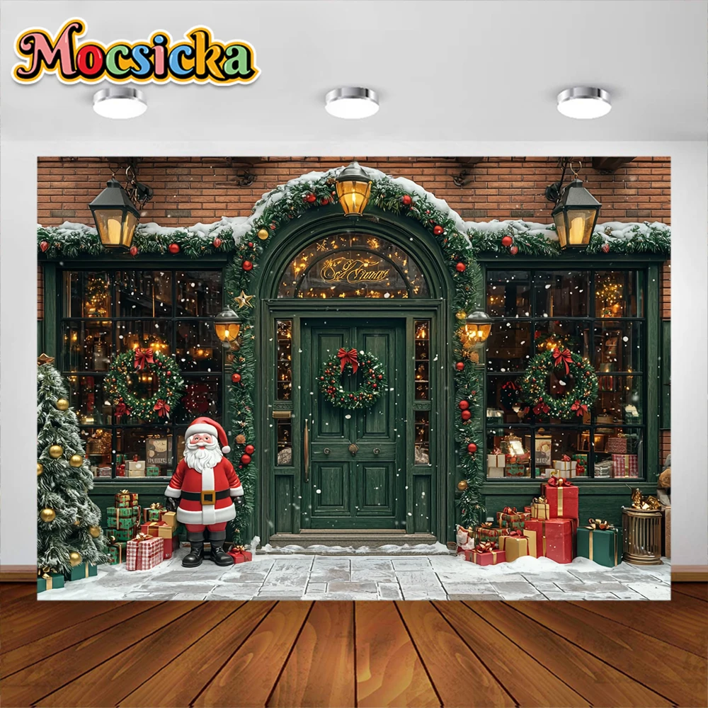 Christmas Photography Background Xmas Toy Store Santa Claus Holiday Decoration Kids Portrait Photo Backdrop Studio Props Banner