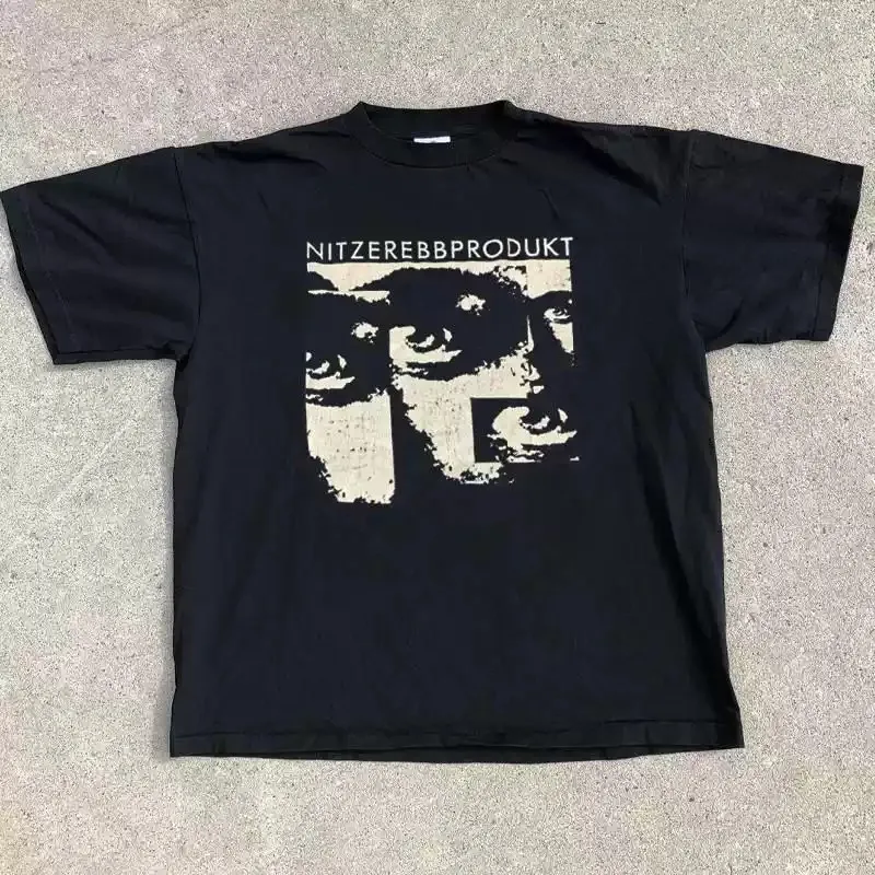 Unisex Vintage Grainy Collage Face Graphic T‑Shirt Men Women Retro Distressed Noise Texture Portrait Art Print Tee 100% Cotton Loose Industrial Streetwear Short Sleeve T Shirt.