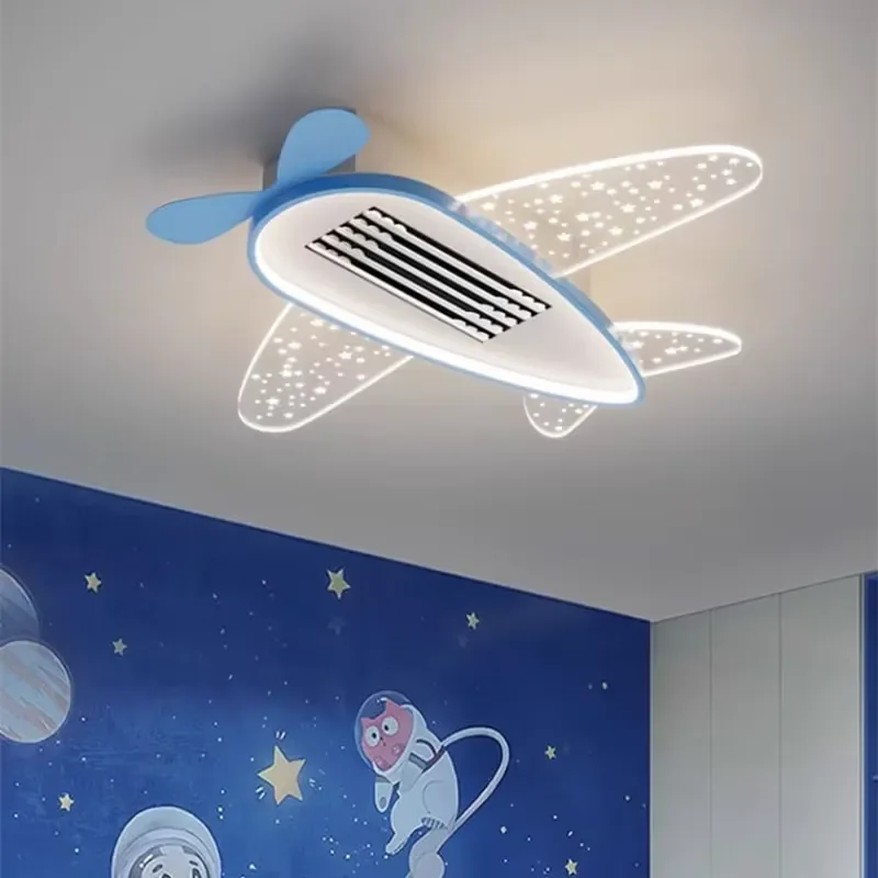 Detachable and Washable Remote Control LED Fan for Children Invisible Bladeless Ceiling Fan Lamp Cute Children's Bedroom Lamp