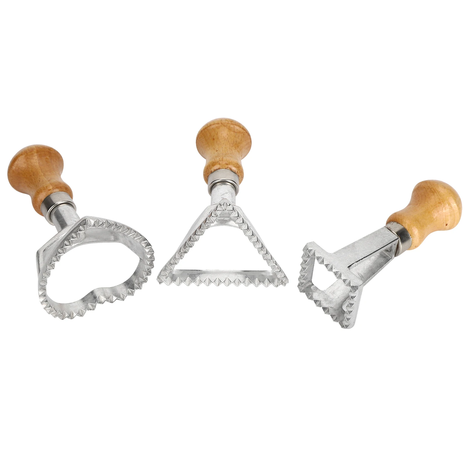 Knoedelmaker, Banketpersmaker, Knoedelvormpenset-7-delig Aluminium Koekjessnijder Met Houten Handvat Voor Diy Bakplezier