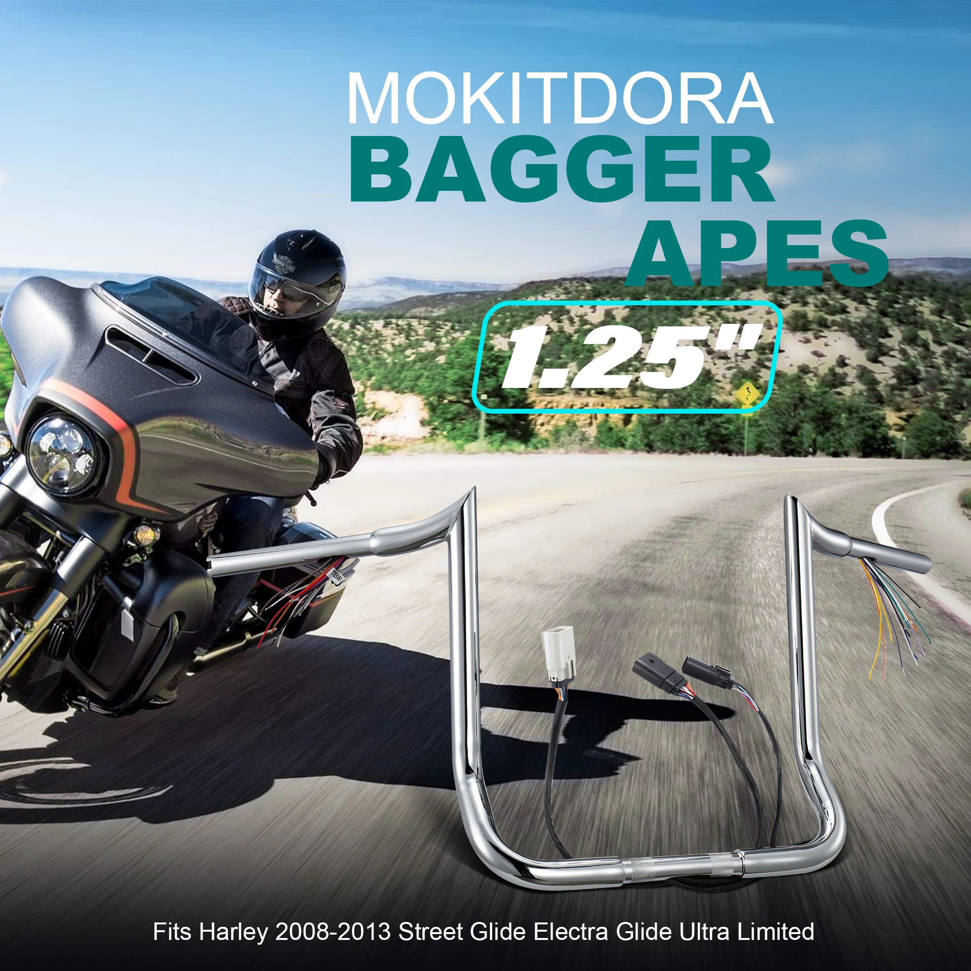 مقود Meathook بسلك مسبق للارتفاع مقاس 10/12/14 بوصة لدراجة Harley 2008-2013 Street Glide Electra Glide Ultra Limited Classic #2