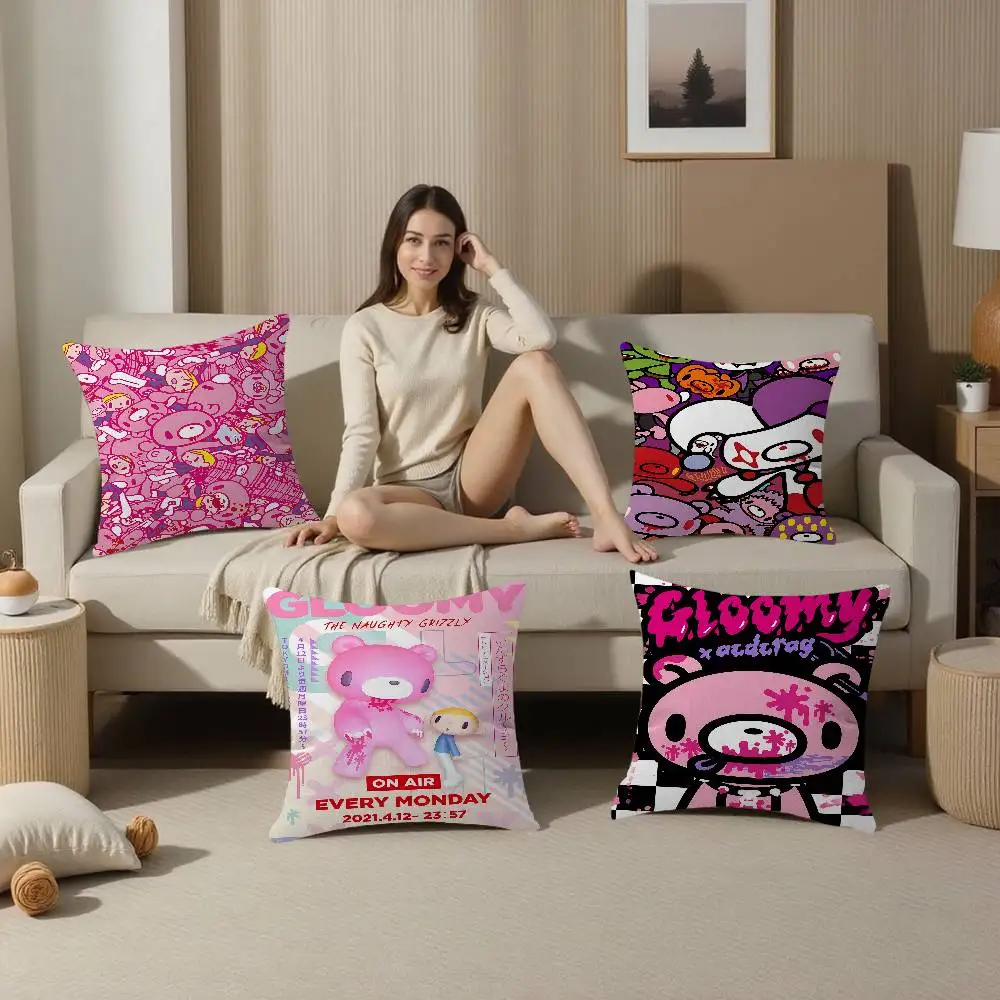 

Мультяшные наволочки с медведем Глуми, декоративные чехлы для дивана, двусторонняя печать, короткий плюш, милые наволочки для подушек