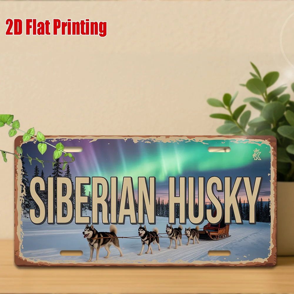 2D Flat,1pc Vintage Metal Sign,Onlyfor decoration,SIBERIAN HUSKY Aluminum Sign,Retro Decor,Animal Decor,Dog Decor,Wildlife Decor