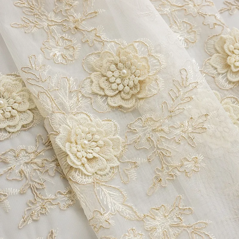 

French Lace Embroidered Tulle Translucent Curtains for Living Room Bedroom Dining Balcony Custom Size Door screen Decorations