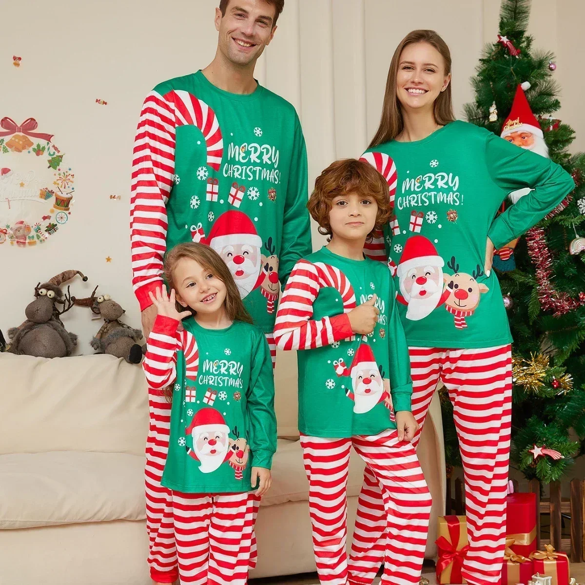 2025 Xmas Family Matching Pajamas Letter Print Adult Kid Baby Family Matching Outfit Mother Daughter Kids Christmas Family Pj's