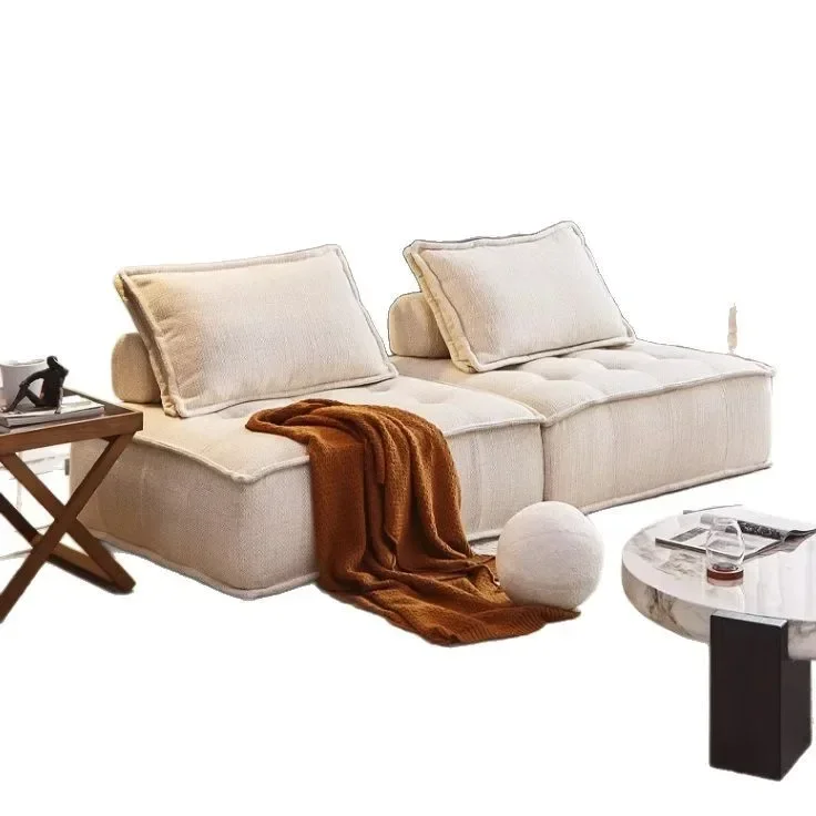 Living room 2024 new small apartment, modern simple double module, fabric tofu sofa