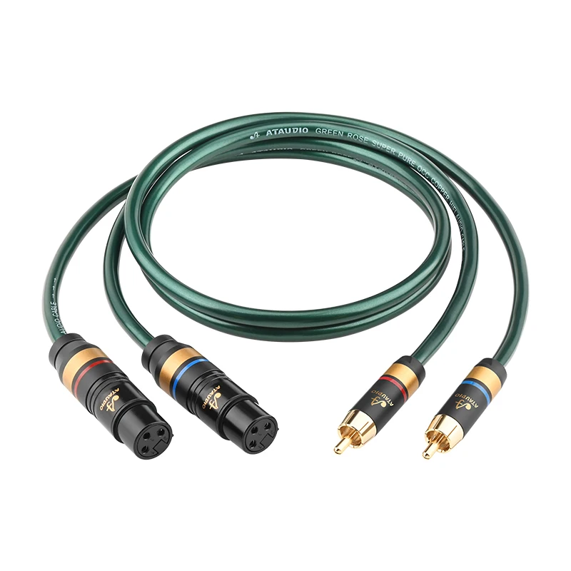 ATAUDIO Neues Upgrade HiFi Dual XLR Stecker auf Dual RCA Kabel OCC vergoldet Silber 2XLR auf 2RCA Audiokabel für Verstärker Mixer Mikrofon 3