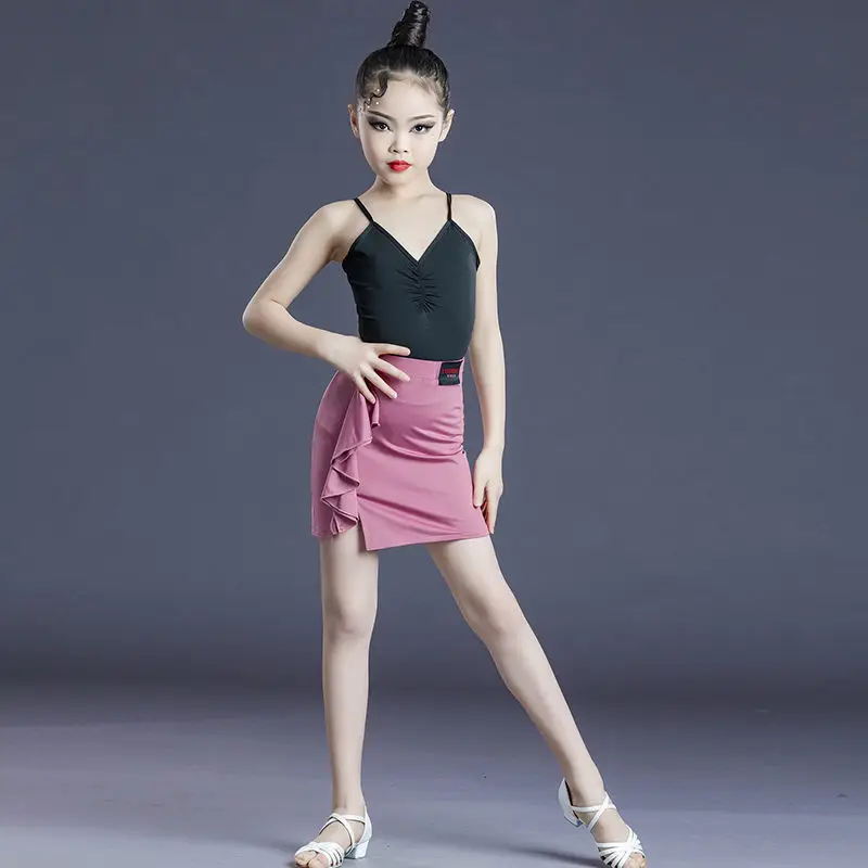 

Girls' Latin Costums Kid's Split Dance Clothing Tank Tops And Skirt Performance Training Wear Fashion Suit