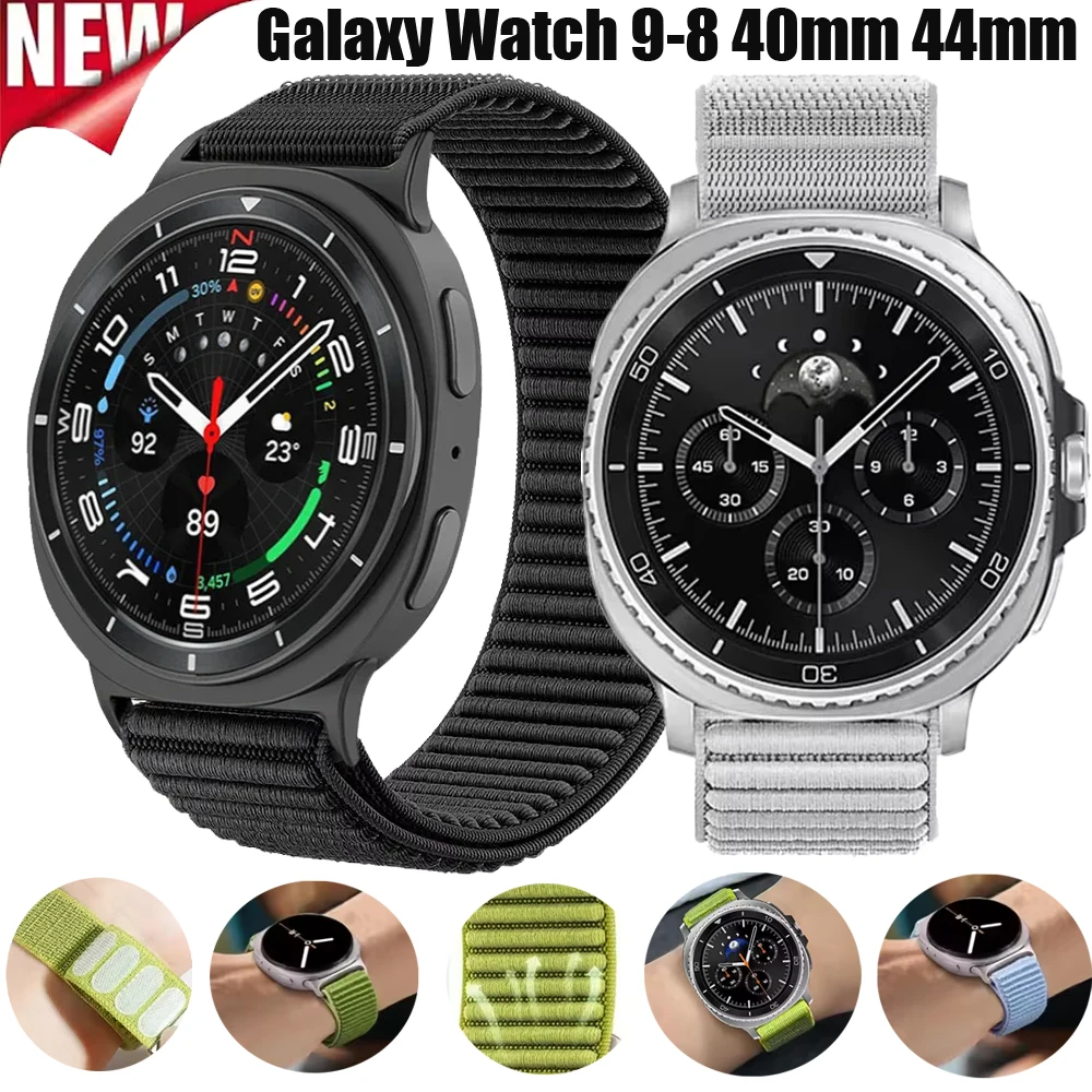Official Fabric Nylon Loop Strap for Samsung Galaxy Watch 8 Classic 46mm Comfortable Bracelet Replace Galaxy Watch 8-9 44/40mm