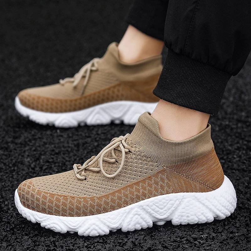 Lightweight Casual Running Shoes Men's Slip-On Socks Shoe Soft Bottom Easy Wear Breathable Fabric Upgraded Version New Model
