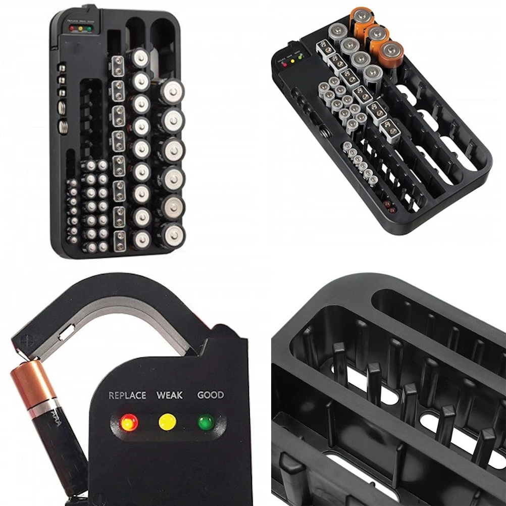 

Organizer Storage Holder With Tester Wall Mountable Durable Box For Aaa Aa 9V Button Cells