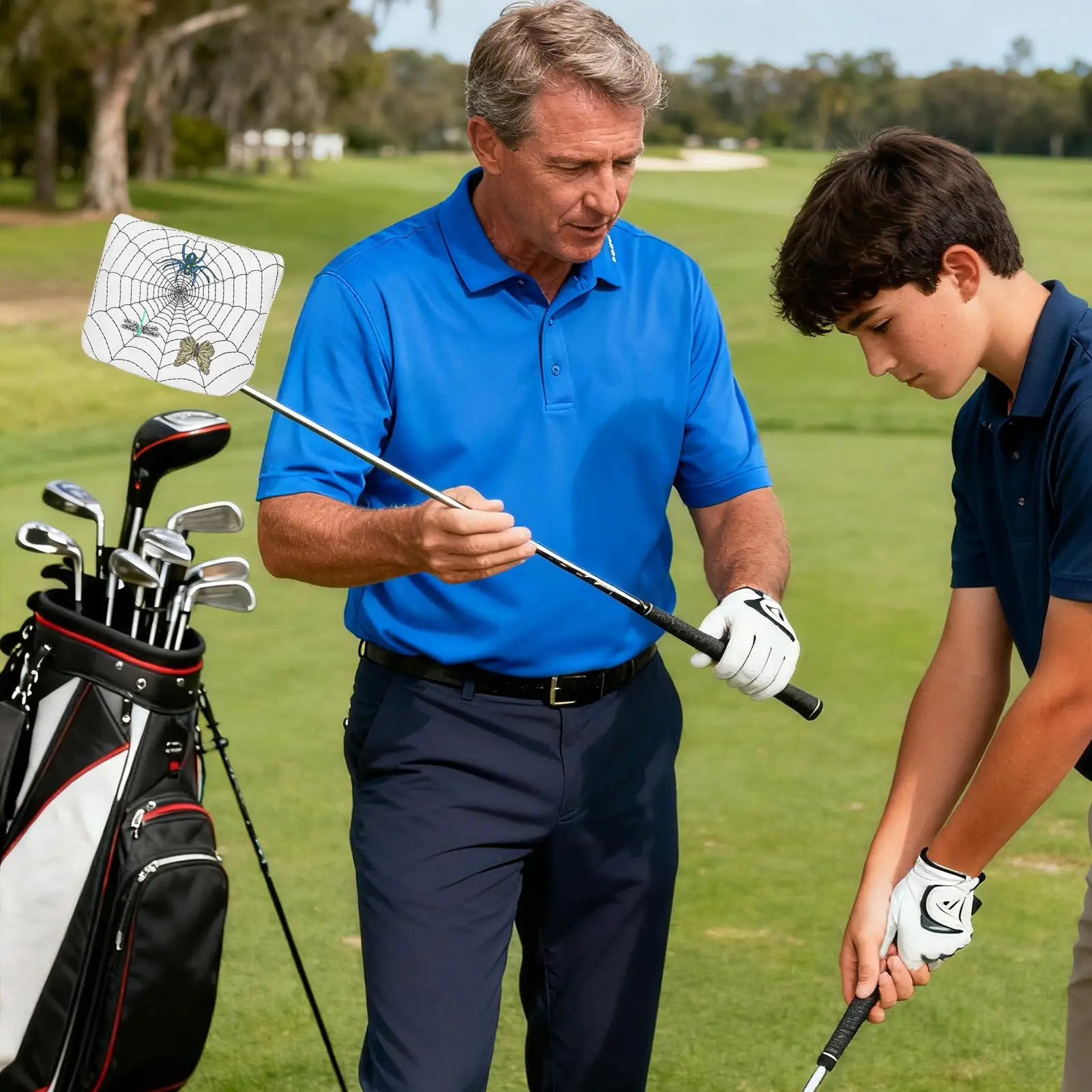 نادي الغولف رئيس يغطي المغناطيسي مضحك ثلاثية الأبعاد Spiderweb التطريز سائق رئيس يغطي للرجال النساء الشباب المراهقين لاعبي الغولف زوجة الزوج