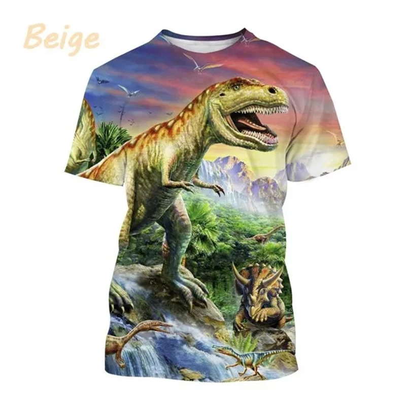 New Hot Sale Dinosaurs 3D Graphic Men's Short Sleeve T-shirt Casual Fashion Ancient Animal Prehistoric Biological Dinosaur Top