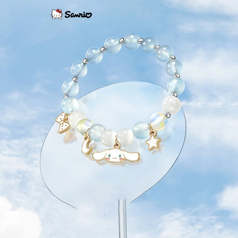 Sanrio Cnnamoroll Crystal Bracelet Female Jade Guigou Jewelry Student Girlfriends Birthday Gift Gift Box Bracelet Gifts For Girl