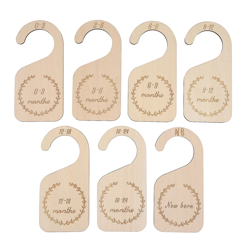 Ders de synchronisation de garde-robe en bois pour bébé, NB à 24 mois, gril pour bébé, évalué par l'âge, pépinière, cadeau de synchronisation de garde-robe pour bébé, 7 pièces