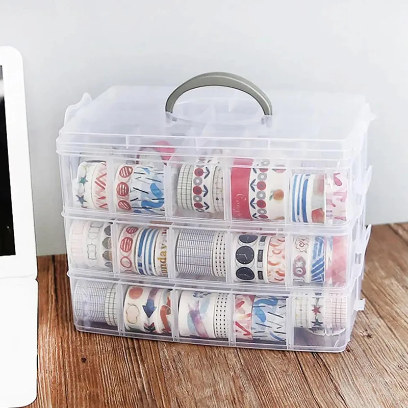 3 Tiers Transparent Plastic Makeup Organizer Jewelry Storage Box Removable Storage Case Toys Organizer Finishing Box
