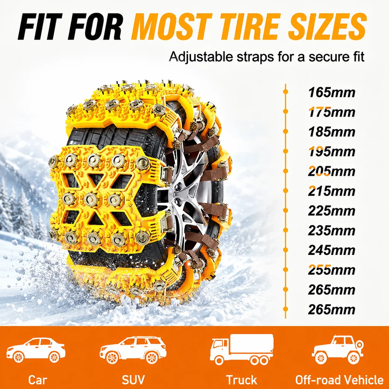 Universal New Snow Chain Automobile Tire Accessories Car Wheel Snow Chains Safe Driving Tire Chain SUV Winter Anti Slip ﻿