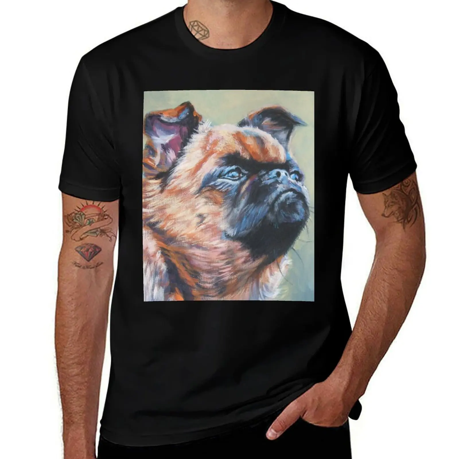 

Brussels Griffon Fine Art Painting T-Shirt man t shirt graphic t shirt for man 100 percent cotton T-Shirt