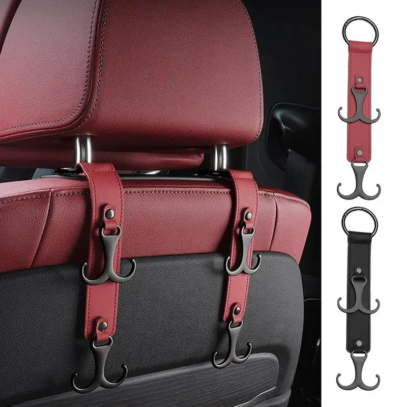 

Car Seat Hooks Universal Leather Car Clips Front Seat Headrest Organizer Holder Auto Fastener Hangers Car Purse Organizer Hook