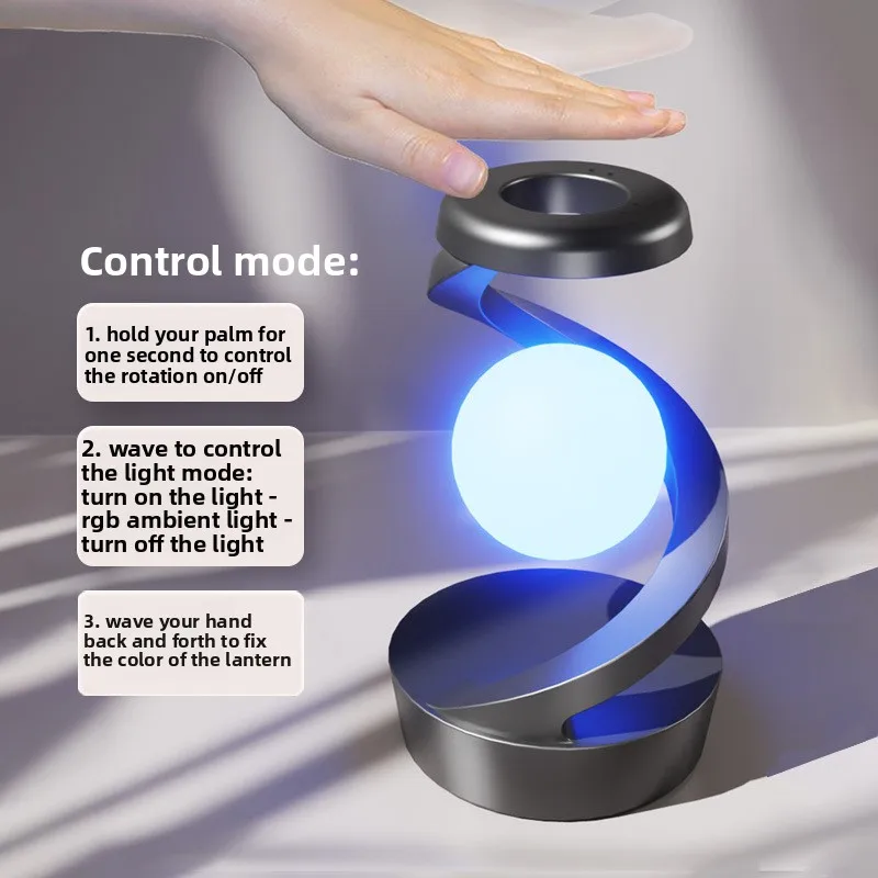 Levitating Floating Night Light 360° Rotation Wireless Charging Table Lamp Creative Smart Home Decor Atmosphere Light