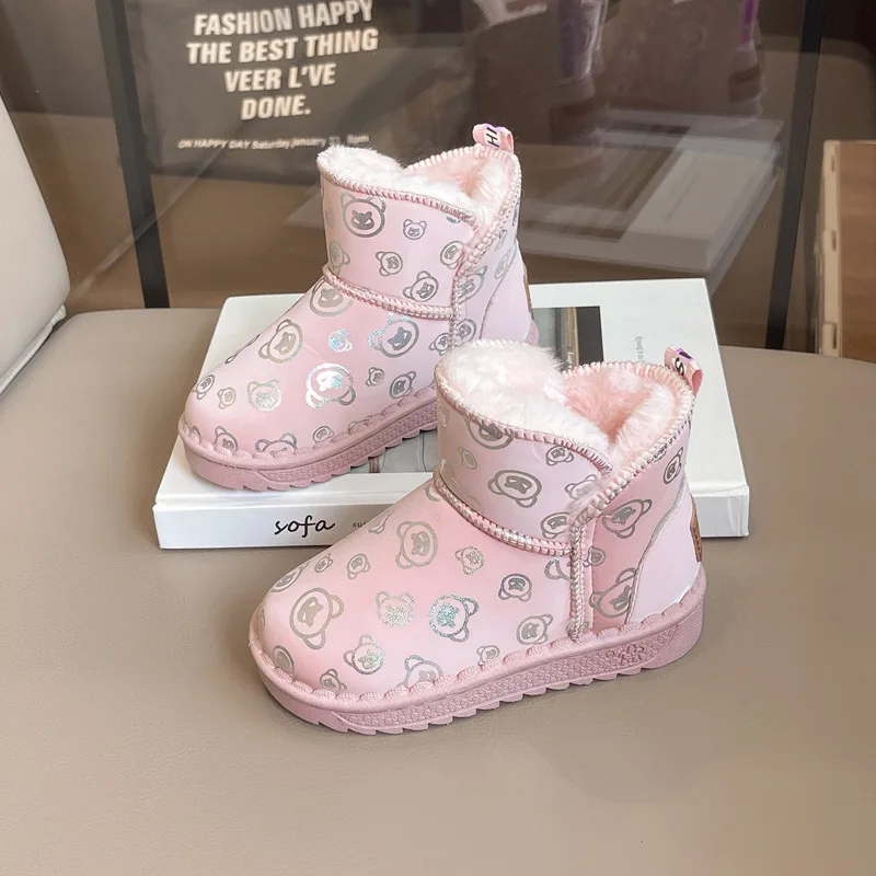 Fashion Girls Snow Boot 2025 Winter New Kids Shoes Simple and Warm Girl Cotton Shoe Comfort Anti Slip Child Boots Botas Feminino