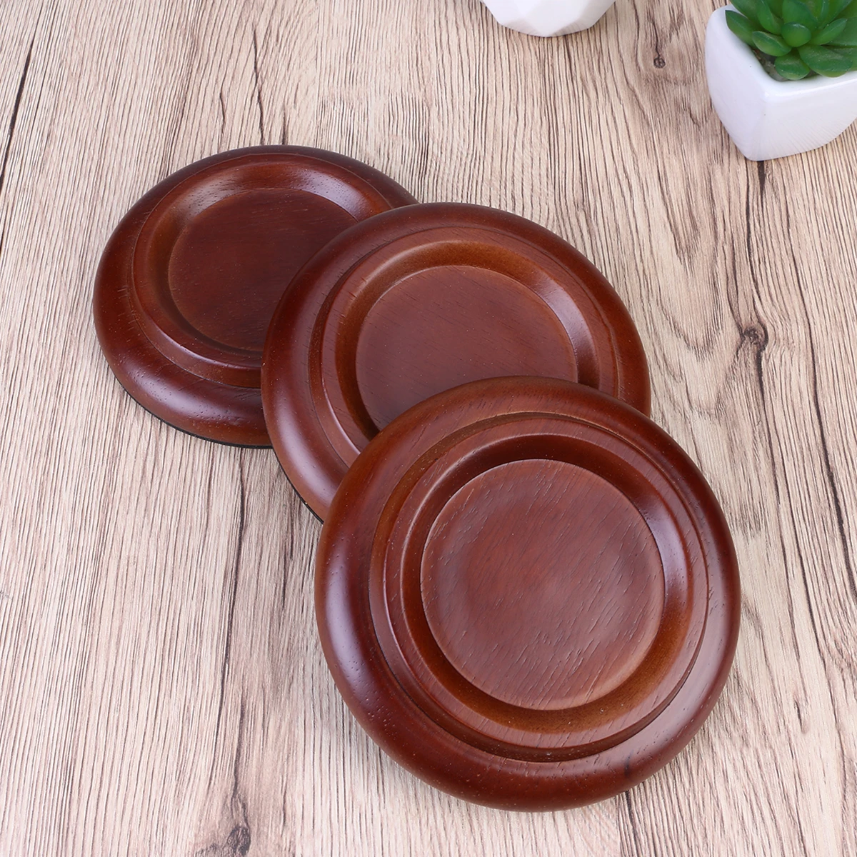 

3 Pcs Piano Mat Grand Foot Pad Caster Cups Mats Vertical Non-slip Floor Wooden Pads