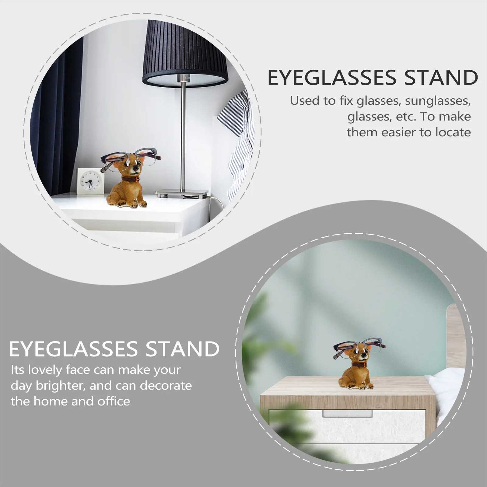 1Pcs Adorable Dog Eyeglass Stand Glasses Holder Desktop Ornament for Eyewear Storage Nightstand Desk Decorative Accessory