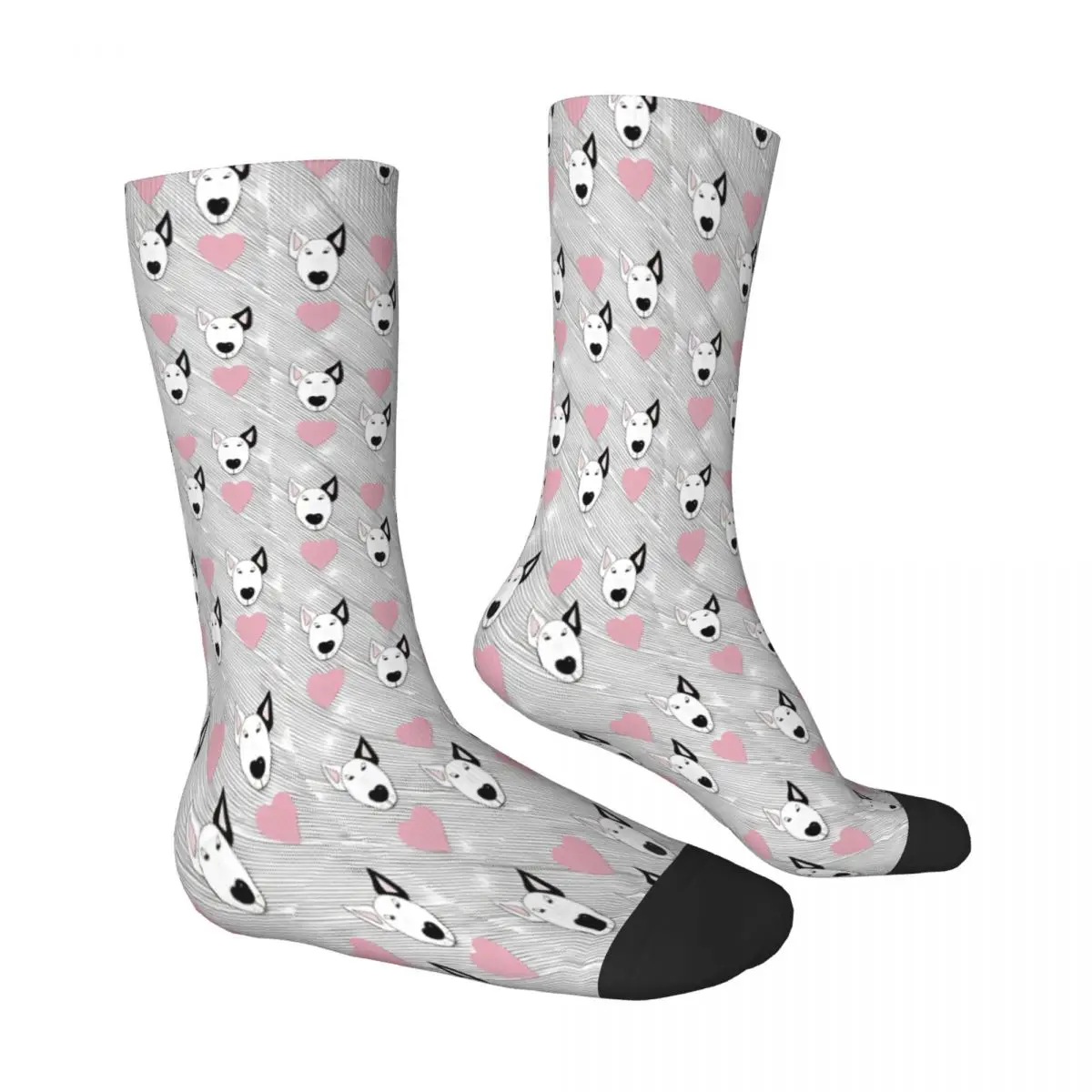 Hearts Stripes English Bull Terrier Dog Socks Male Mens Women Spring Stockings Polyester