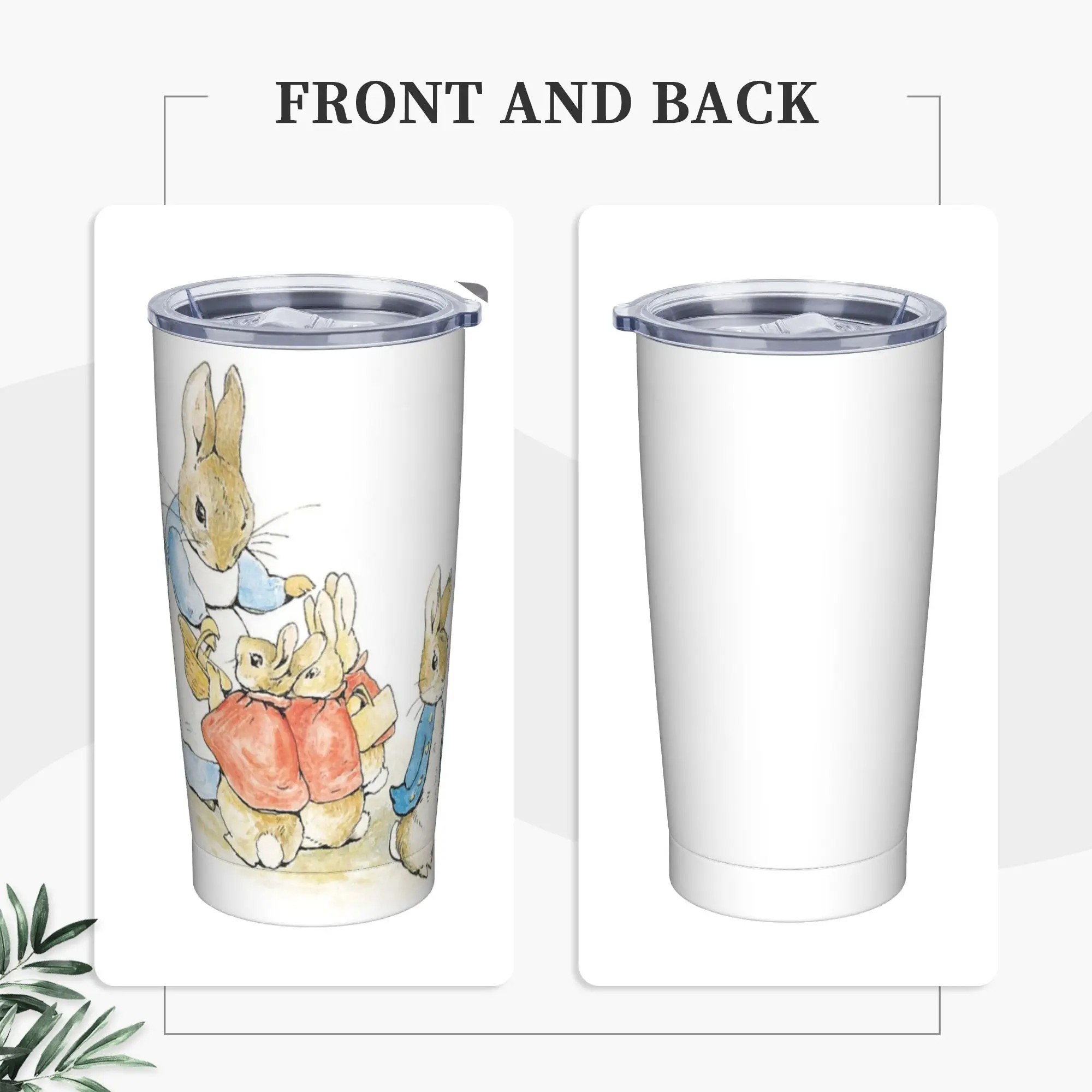 Peter Rabbit - Beatrix Potter Insulated Tumbler with Straws Fairy Tale Children Vacuum Coffee Mugs Travel Car Bottle Cup, 20oz