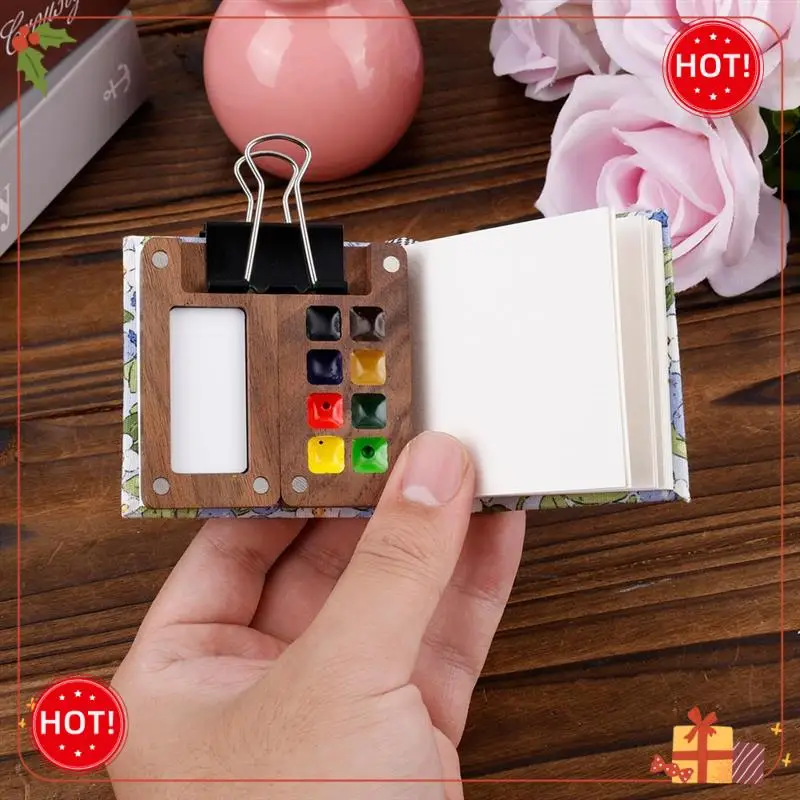 

Набор Durable-Mini Paint Palette, палитра дорожных красок с 8 сетками и акварельным ноутбуком, зажим для ручки для акварельной гуаши