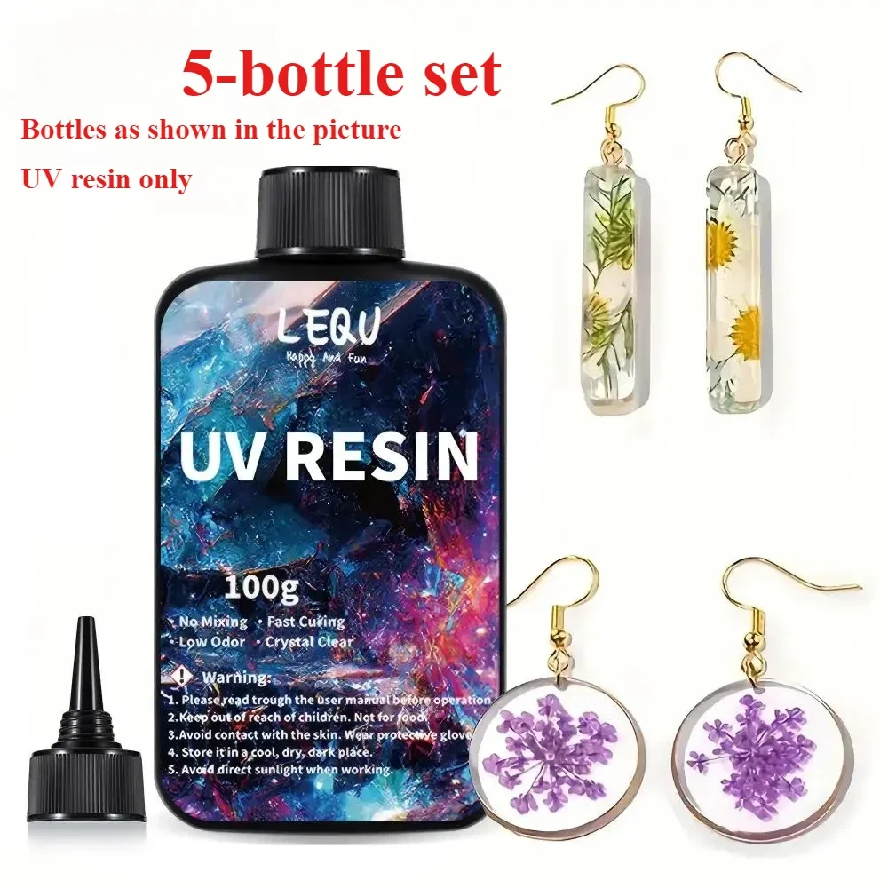 UV-Harz – 100g: Verbessertes, hochhartes, kristallklares UV-härtendes Epoxidharz für die Schmuckherstellung, klares UV-Harz für Bastelarbeiten, Mehrflaschen-Set