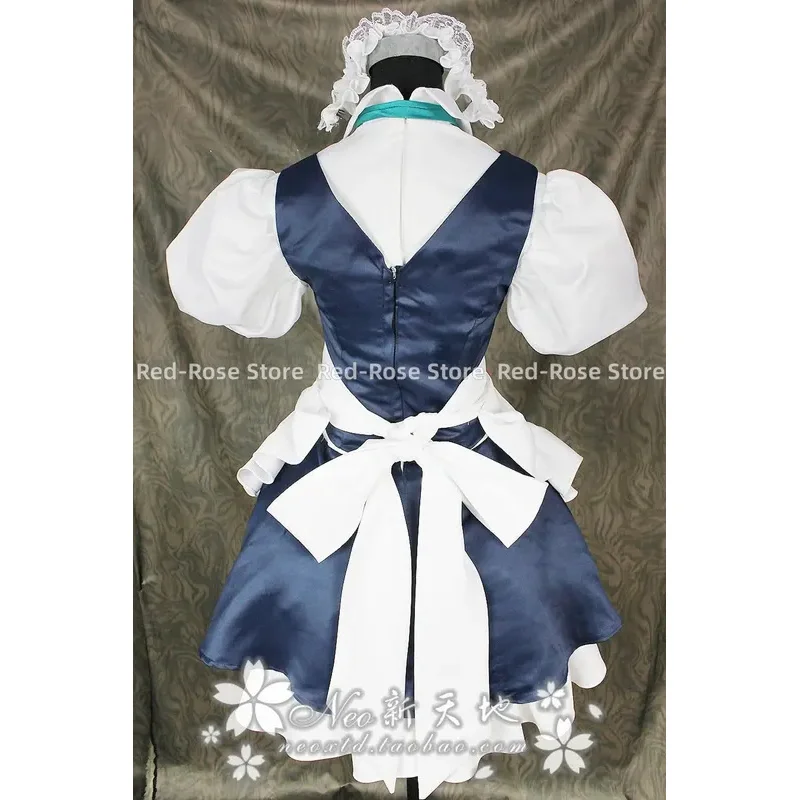 qq28LQTouHou Projekt Anime cos Izayoi Sakuya Halloween Cosplay Frau Maid Kostüm Kleid + Kopfbedeckung + Schleife + Schürze