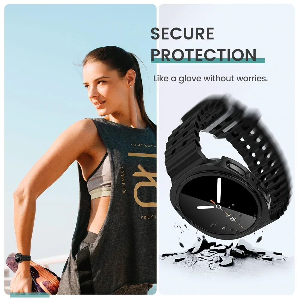 Tempered Glass+PC Cover for Samsung Galaxy Watch 8 44mm 40mm All Coverage Protective Bumper Case for Galaxy Watch 8 Accessories