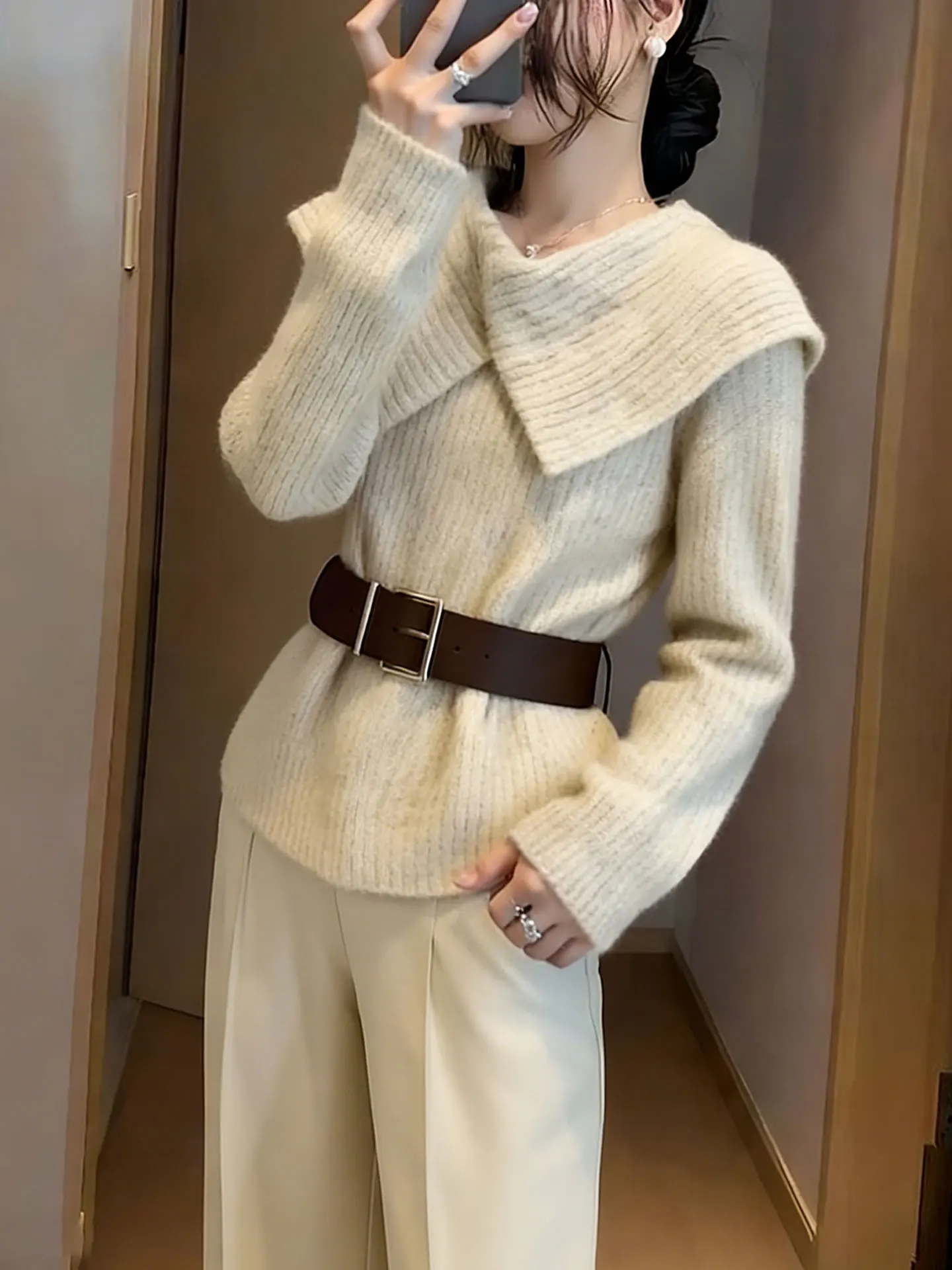 Ele Faionable Camere Suéter de malha longo Sve gola virada para baixo Sli Trendy Warm Winter Top feminino Premium Quali