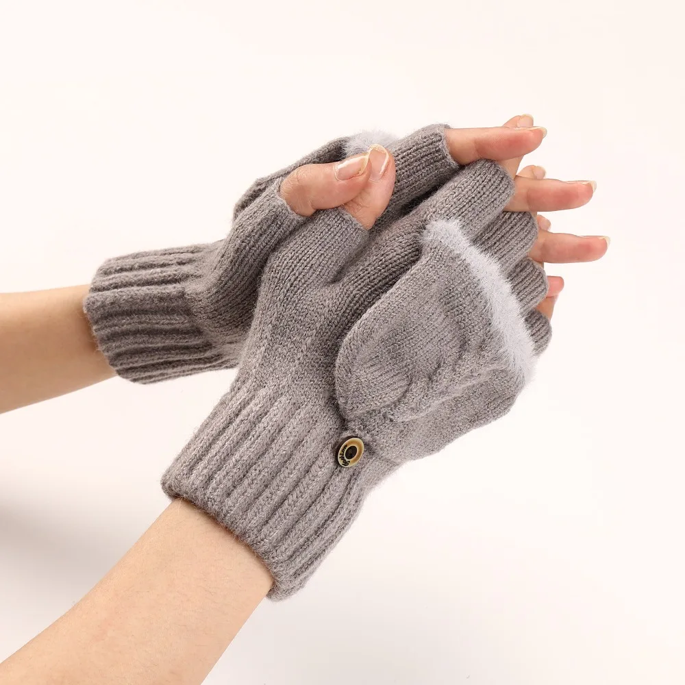 

Fashion Flip Cover Fingerless Gloves Touchscreen Warm Children Gloves Thicken Parsnip Half Finger Gloves Outdoor