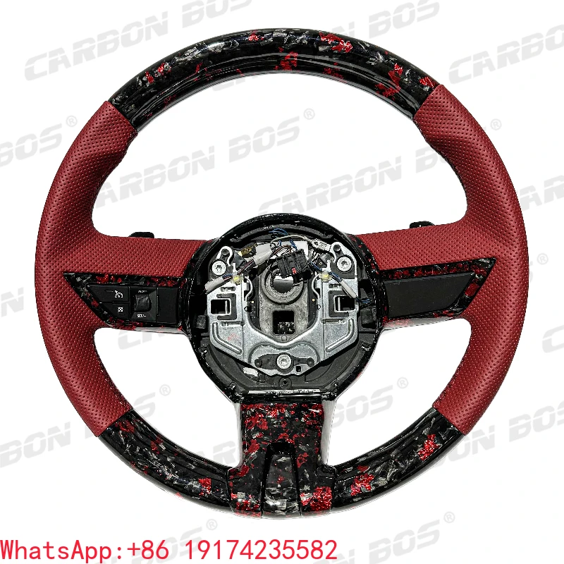 

Red Leather Flat Perforated Leather Factory Direct Forged Carbon Fiber Steering Wheel for Chevrolet Camaro C7 C8 Corvette