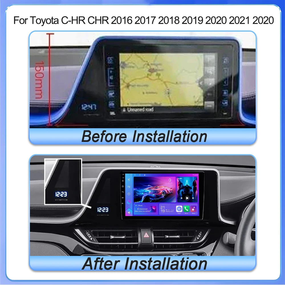 2 Din Android 10 Auto Radio For Toyota C-HR CHR 2016 2017 2018 2019 2020 2021 2020 Car Stereo Multimedia Player Carplay WIFI 5G