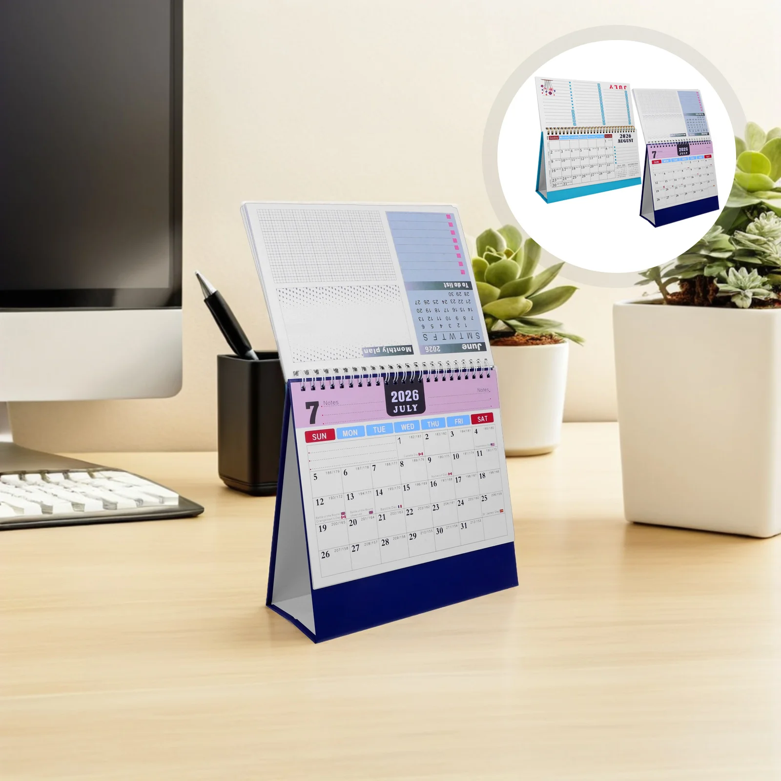 

2 шт. современный настольный календарь на 2026 с откидной подставкой, ежегодный планировщик, компактный органайзер для офиса, дома, учебы, 2026 календарь, стол