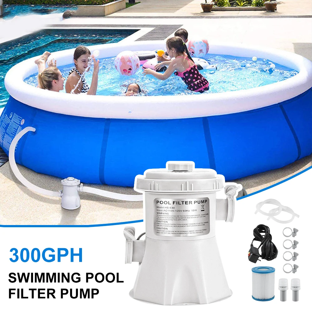 

300GPH Electric Pool Filter Pump For Swimming Pools Cleaning Tool Filter Set For Pool Circulation Filter Pump Water Pump EU