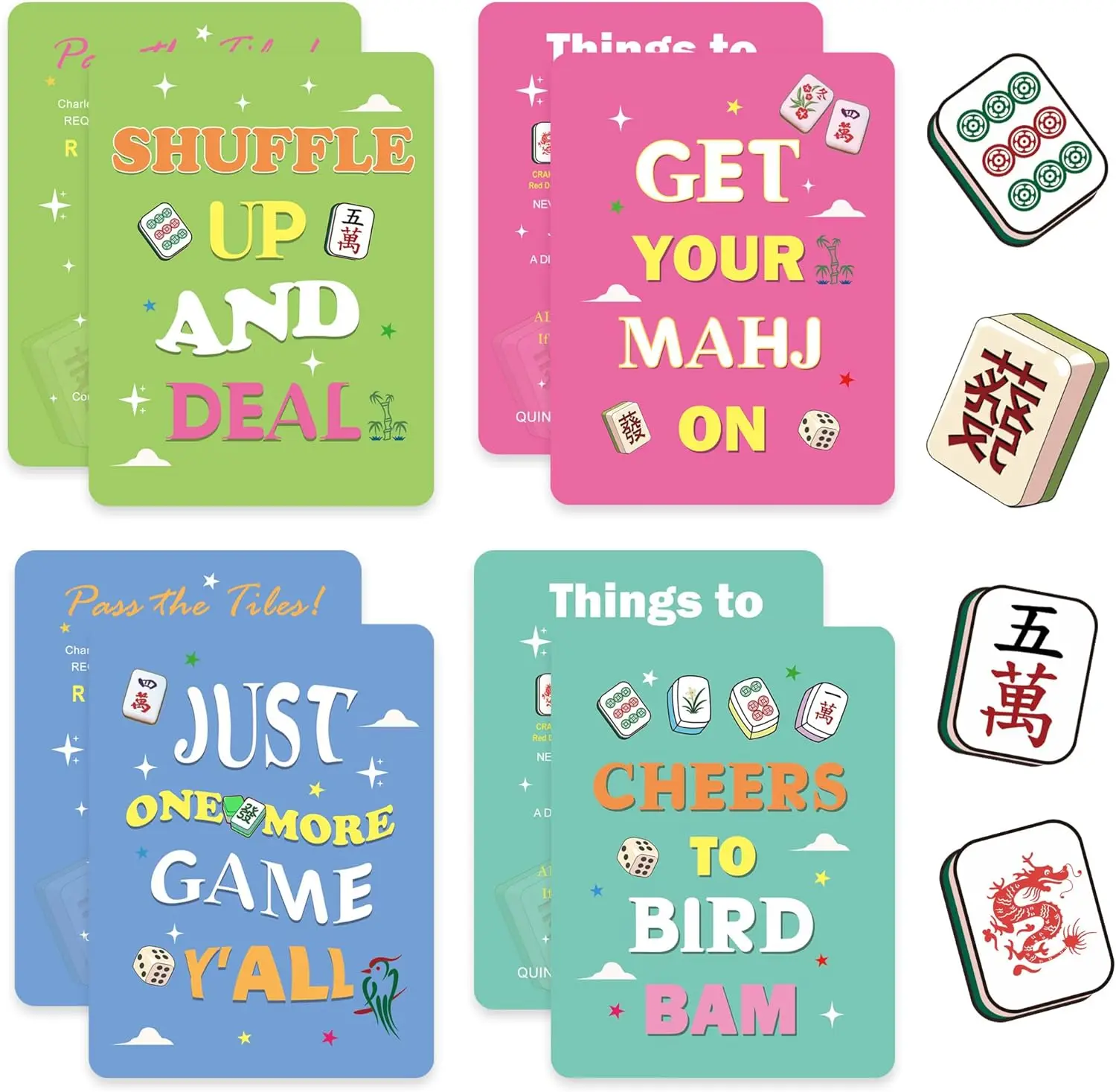 4 Pcs 4 Pcs Colorful Mahjong Shuffler Cards Thick PVC Mahjong Tile Shuffler Mahjong Cards 2026 for Mixing Tiles Funny Toy