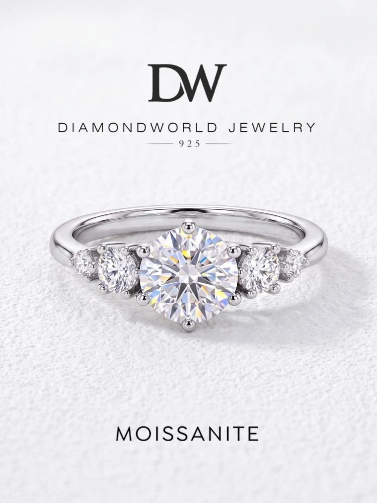 DWJ 1CT zertifizierter echter Moissanit-Diamant, Verlobungsringe für Frauen, 925er Sterlingsilber, Hochzeit, hochwertiger edler Schmuck