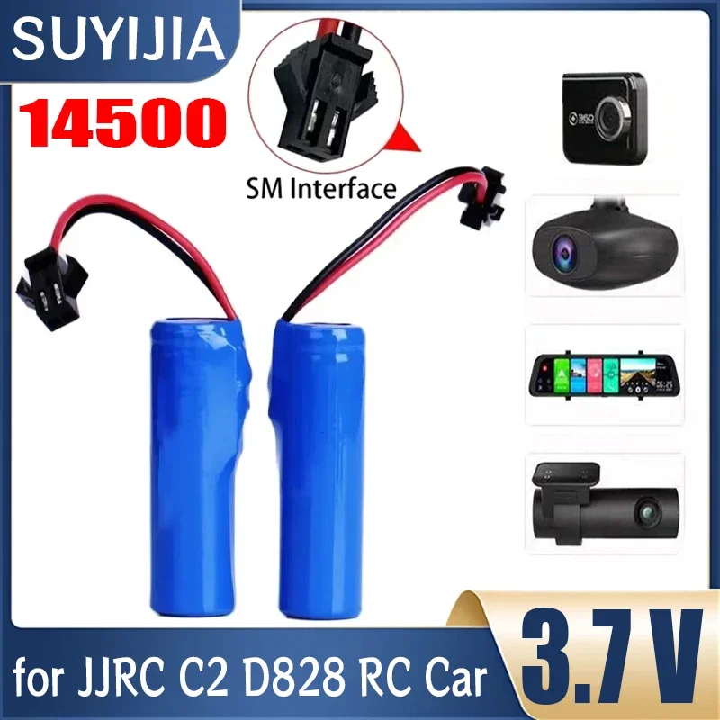 Original 3.7V 800mAh Lipo Battery for JJRC C2 D828 RC Car Parts 14500 SM-2P for RC Stunt Dump Car Battery Toys Electric Shaver