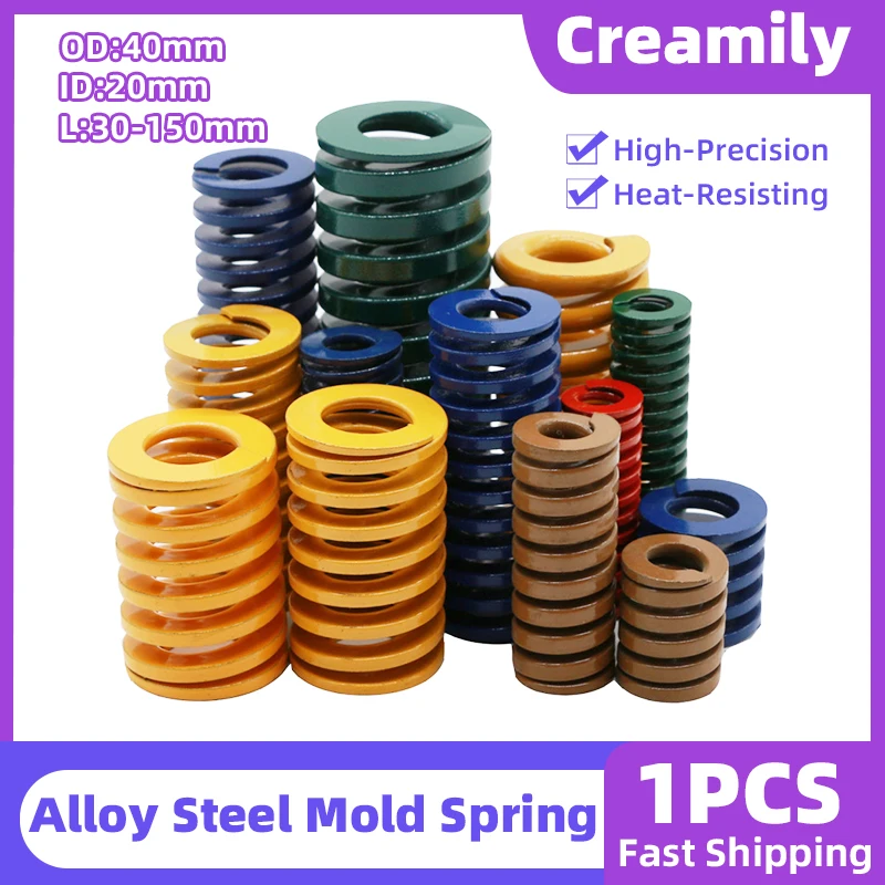 

Creamily 1PCS Die Springs 40x20xL Compression Spring Loading Mold Springs Outer Diameter 40mm Inner Diameter 20mm L=30-150mm