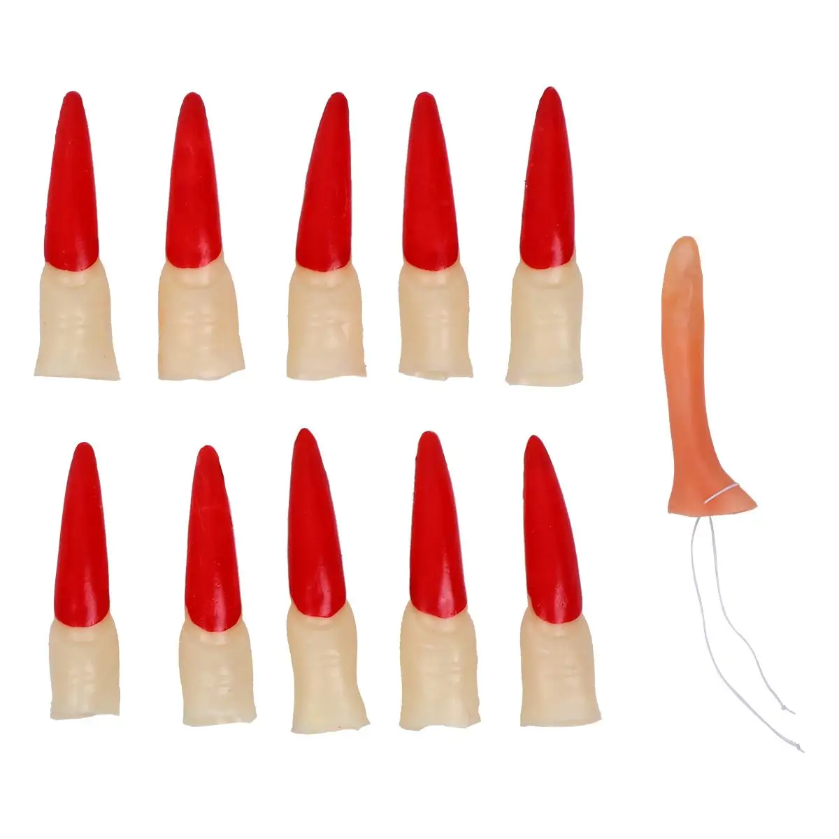 

11 Pcs False Nails Fake Nose Set Halloween Witches Fingers Rubber Accessories Role Play