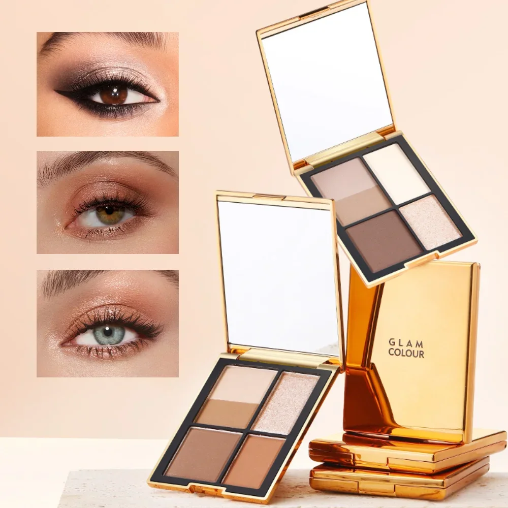 5 Colors Portable Eyeshadow Tray Chocolate Earth Brown Light Sparkle Pearl Matte High Gloss Lightweight Pocket-Friendly Makeup