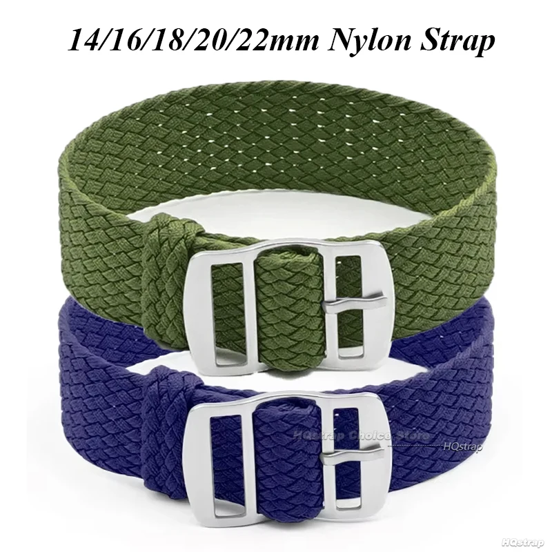Correa de 16mm, 18mm, 20mm y 22mm para correas de reloj de nailon tejido Perlon, pulsera de tela, correa de reloj para mujeres y hombres, cinturón con hebilla en negro y azul
