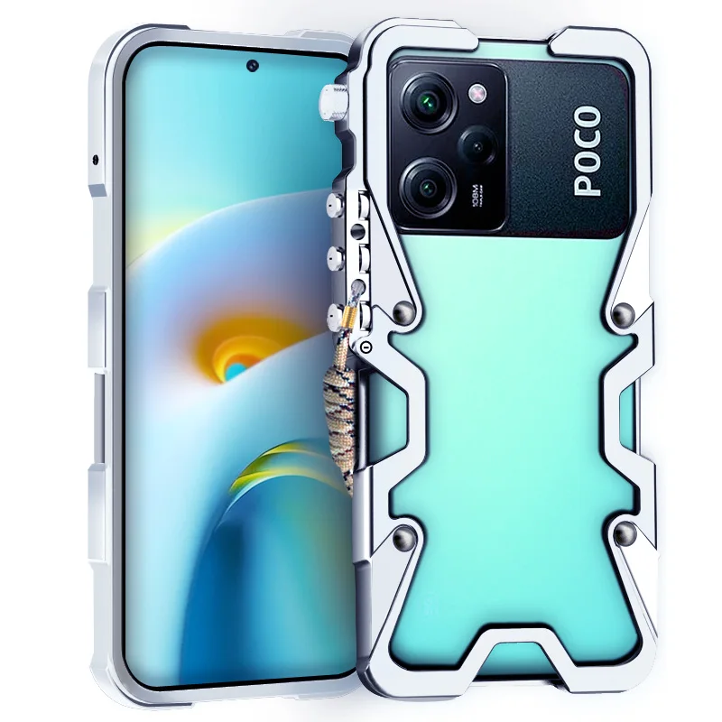 Imagem -02 - Capa à Prova de Choque para Xiaomi Poco Alumínio Bumper Cases Armadura Parafuso Armação de Metal 5g x5 Pro 5g