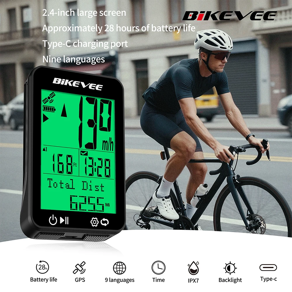 AliExpress Bikevee Newest Multifunction GPS Wireless Bike Computer LCD Screen Multi-Language Waterproof Bicycle Speedometer Odometer Stopwatch